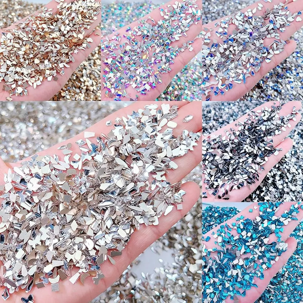 1440-Piece Glass Nail Rhinestones – Flat Back AB Gems