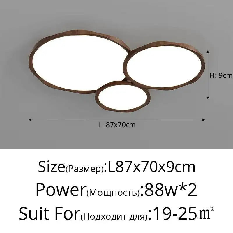 Wood Grain Round LED Ceiling Light – Dimmable Modern Lamp