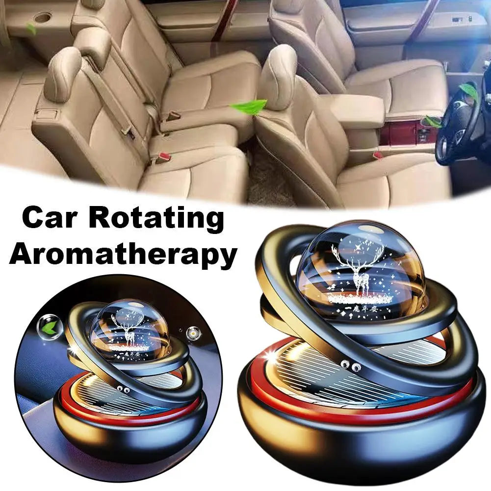 Solar Rotating Crystal Ball Car Aromatherapy Hanging Ornament