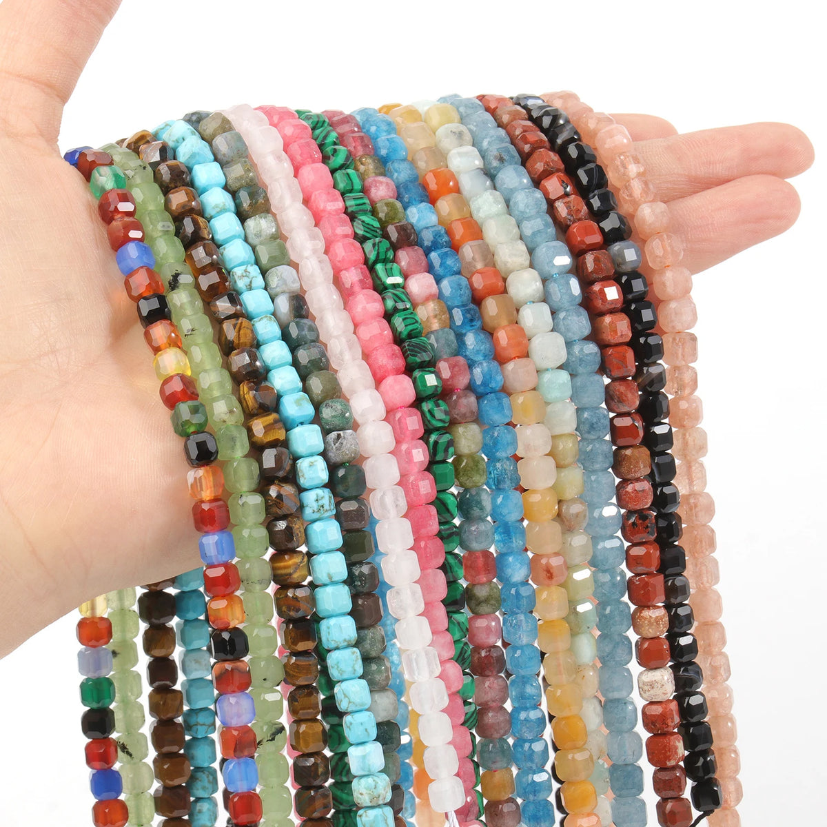 Tiger Eye Faceted Cube Beads 5mm – Natural Stone Spacer Strand
