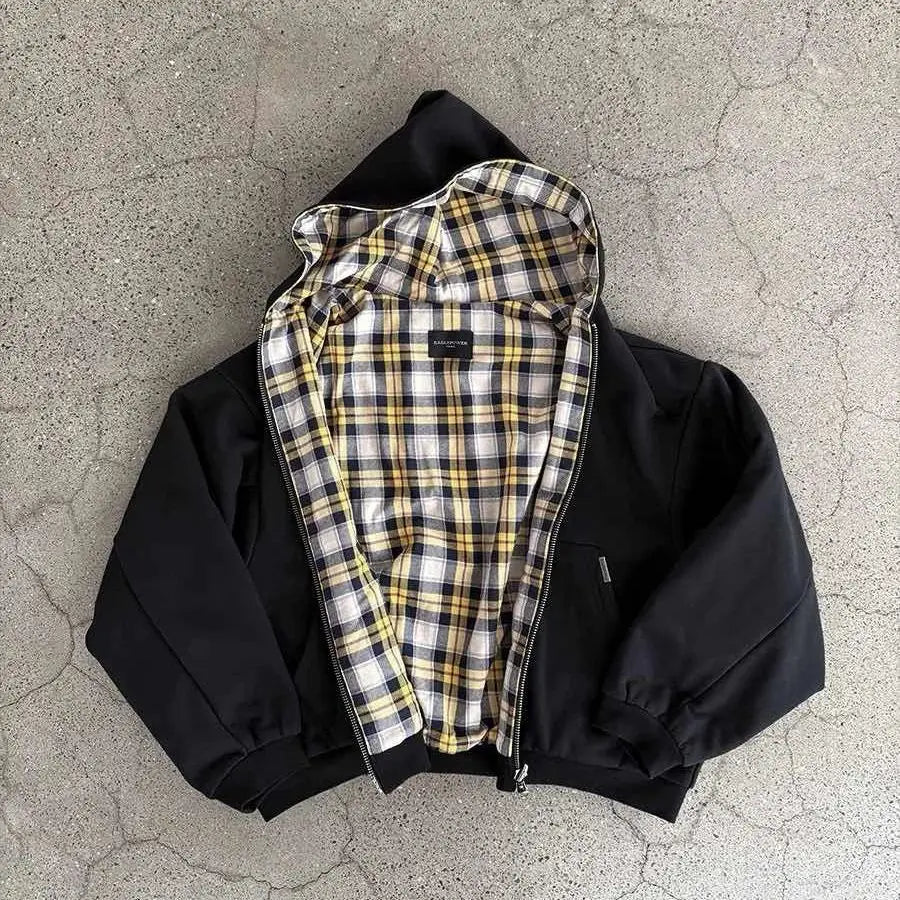 Y2K Harajuku Oversized Double-Sided Zipper Hoodie – Gray