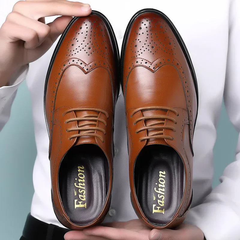 Men's Oxford Brogue Dress Shoes – Lace-Up Business Formal