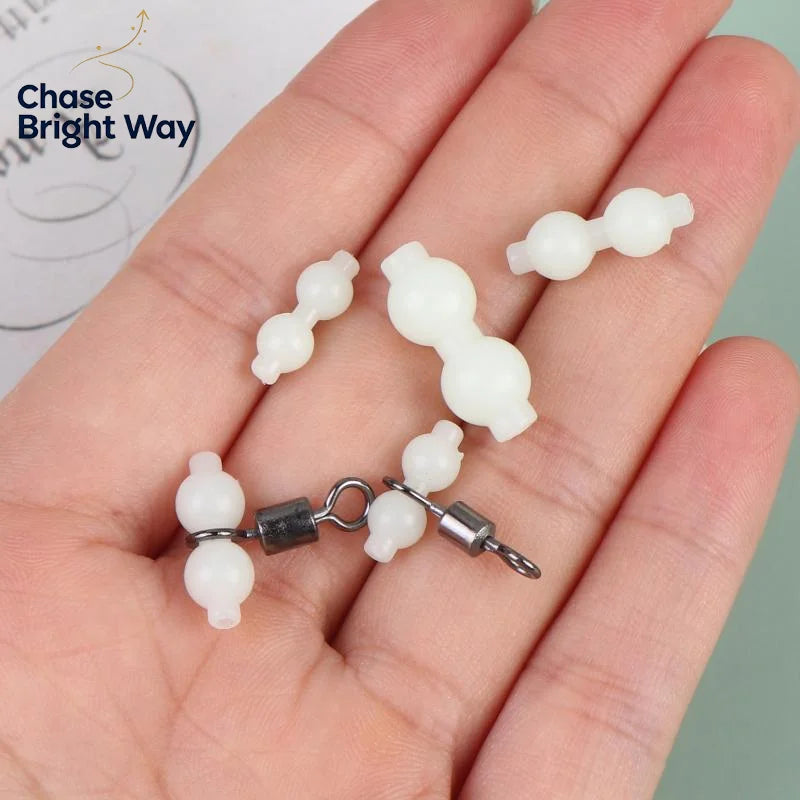50-Pack Luminous Gourd Bead Fishing Swivel Connectors Anti-Tangle