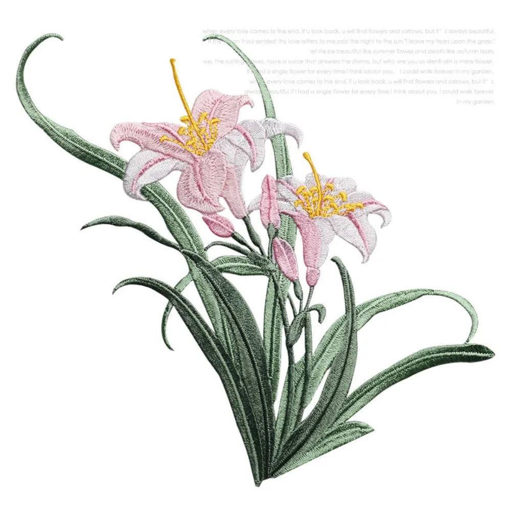 3D Orchid Embroidery Iron-On Patch – Chinese Floral Appliqué