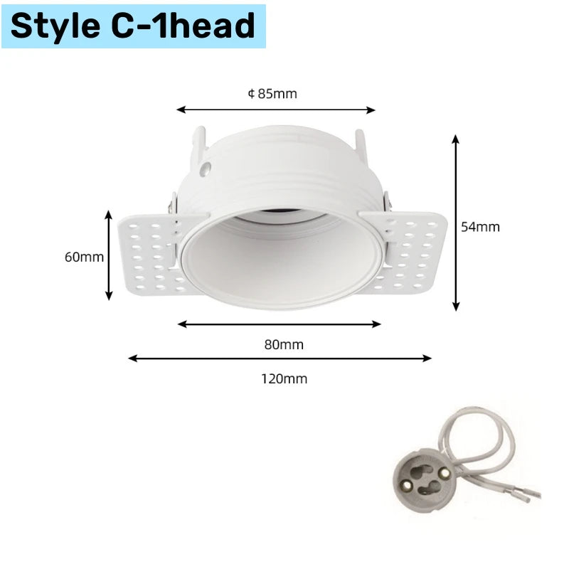 Trimless Square LED Downlight Frame Double Head GU10 MR16