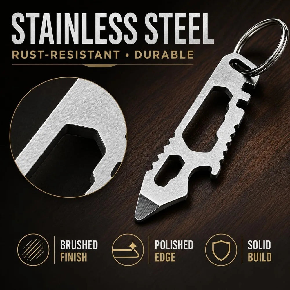 Stainless Steel Multitool Keychain with Bottle Opener