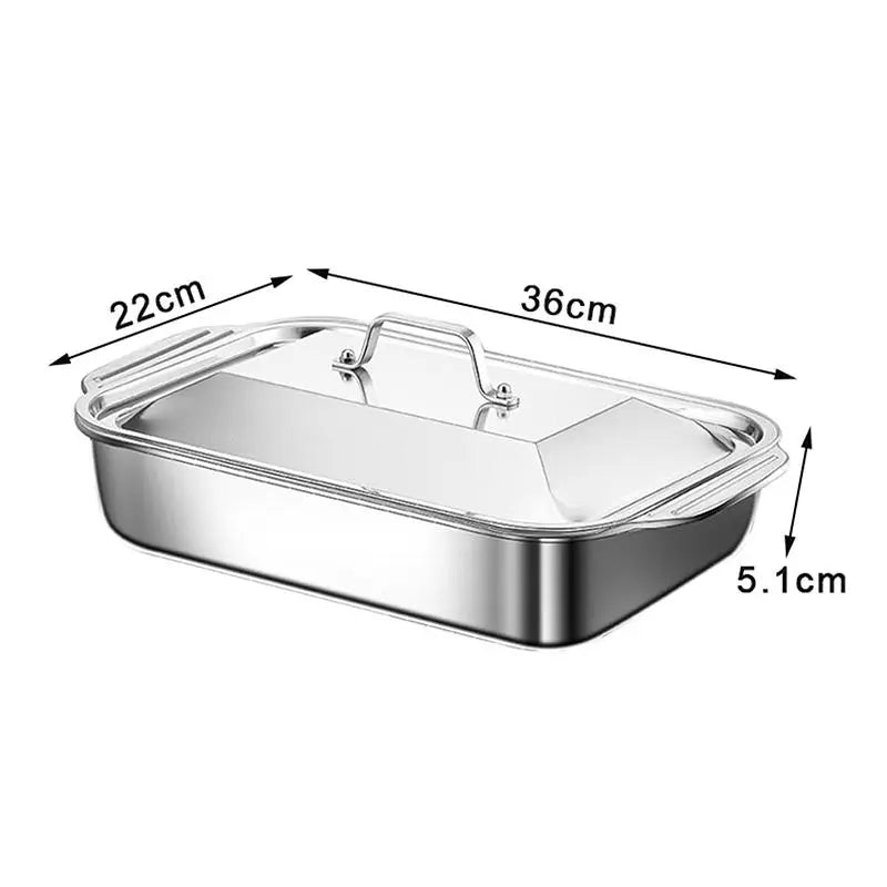 Stainless Steel Baking Pan with Lid – Deep Dish Cookware