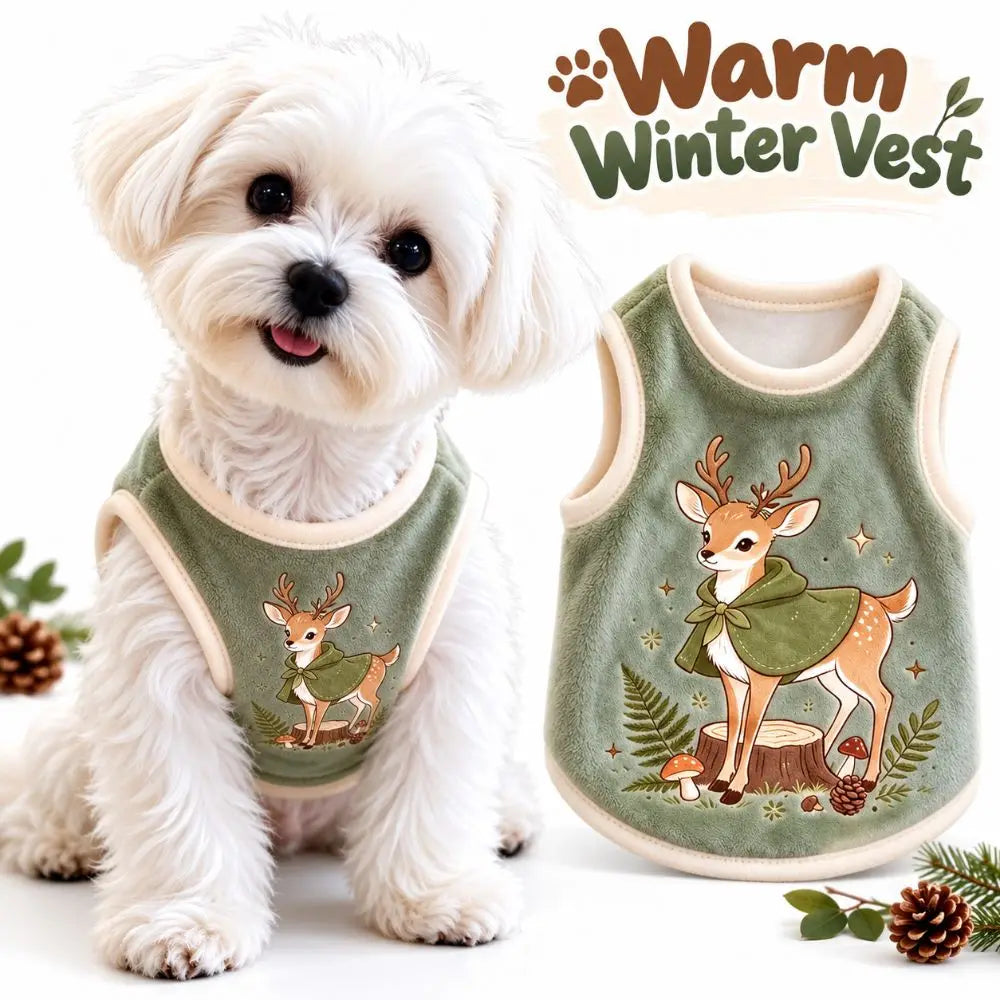 Cartoon Plush Pet Jumper – Warm Dog & Cat Clothes | Green