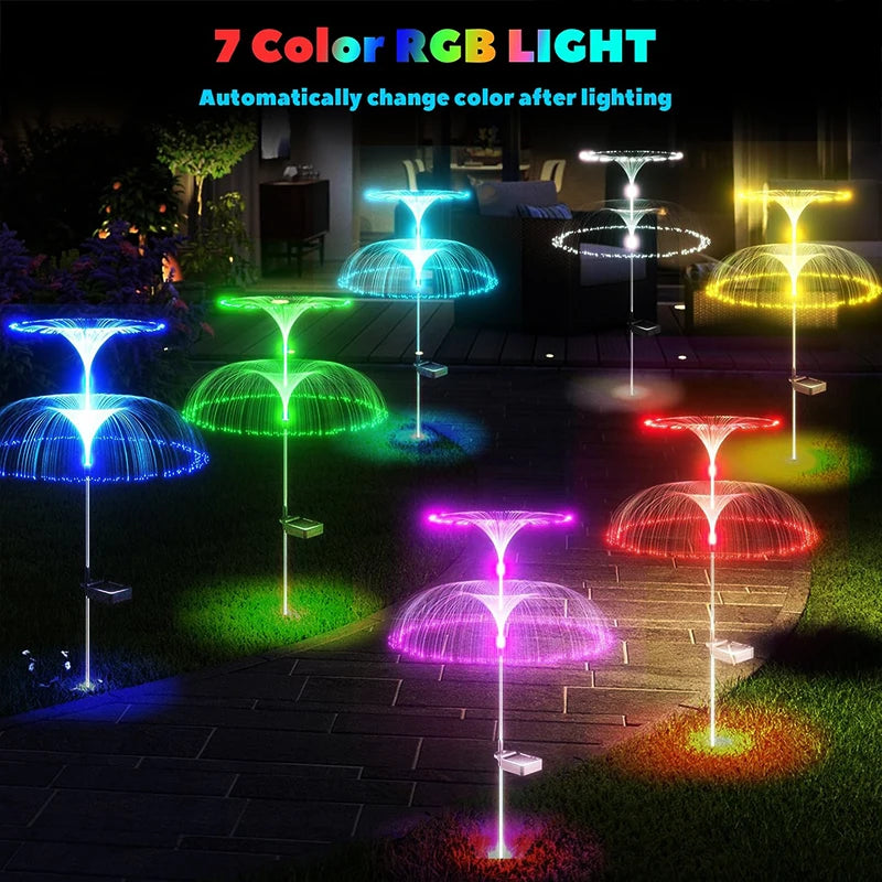 Solar Fiber Optic Jellyfish Stake Light – 7 Color Changing