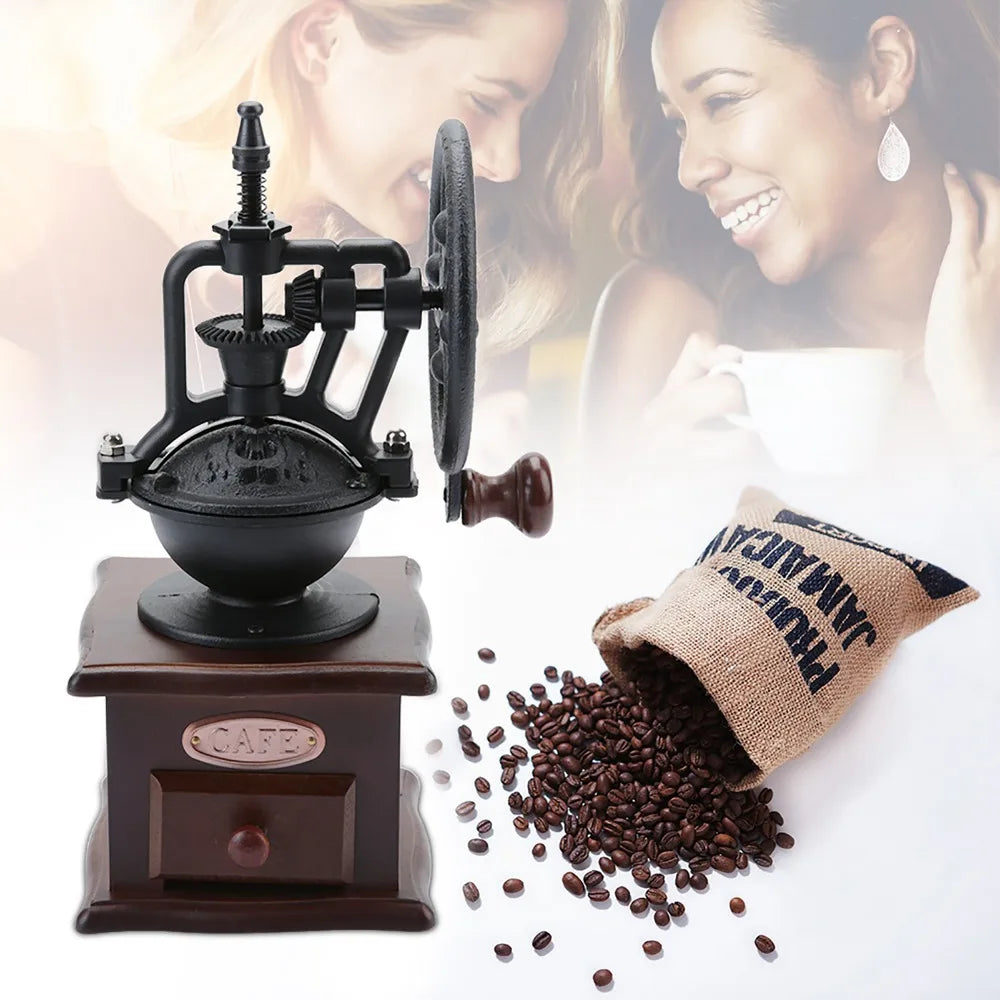 Wooden Manual Coffee Grinder – Ceramic Burr Hand Crank Mill