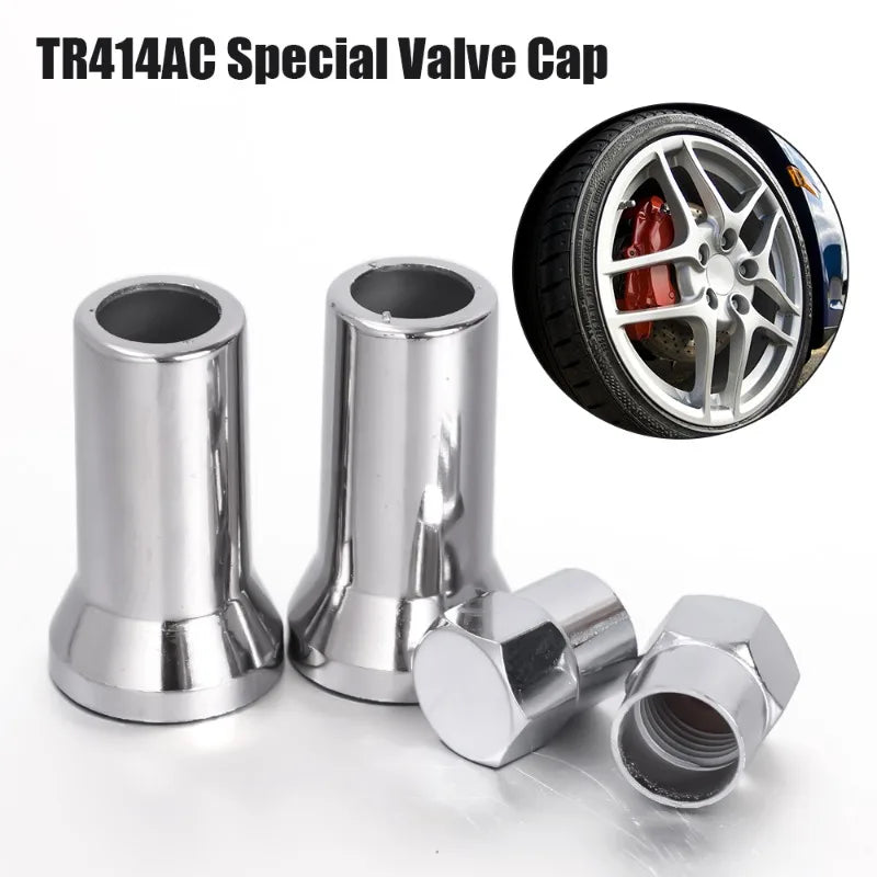 TR414AC Chrome Tire Valve Caps & Sleeve Covers – 5-Pack