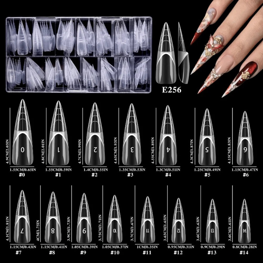 150-Pc Transparent False Nail Forms – 15 Sizes French Builder