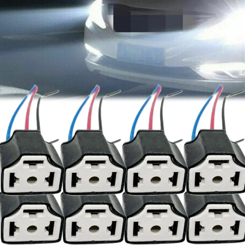 H4 Ceramic Headlight Bulb Socket 3-Hole Wiring Plug – 2 Pack