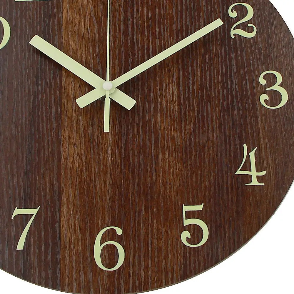 Luminous Wood Wall Clock – Silent Quartz Retro Antique 30cm