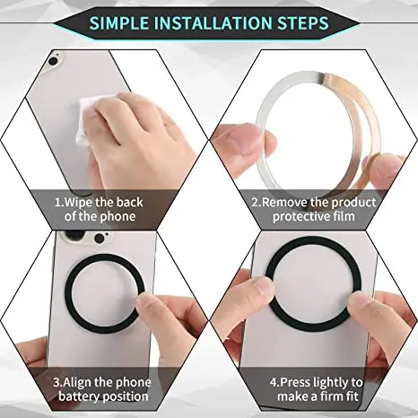 Magnetic Metal Ring Plate Sticker – MagSafe & Car Holder
