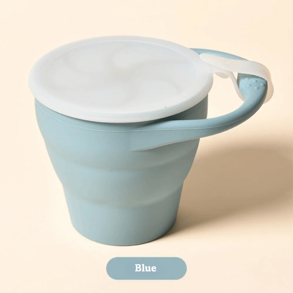 Foldable Silicone Baby Snack Cup with Lid – 350ml Kids Cup