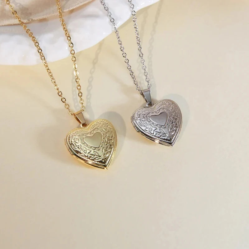 18K Gold Plated Heart Locket Custom Photo Necklace | Personalized