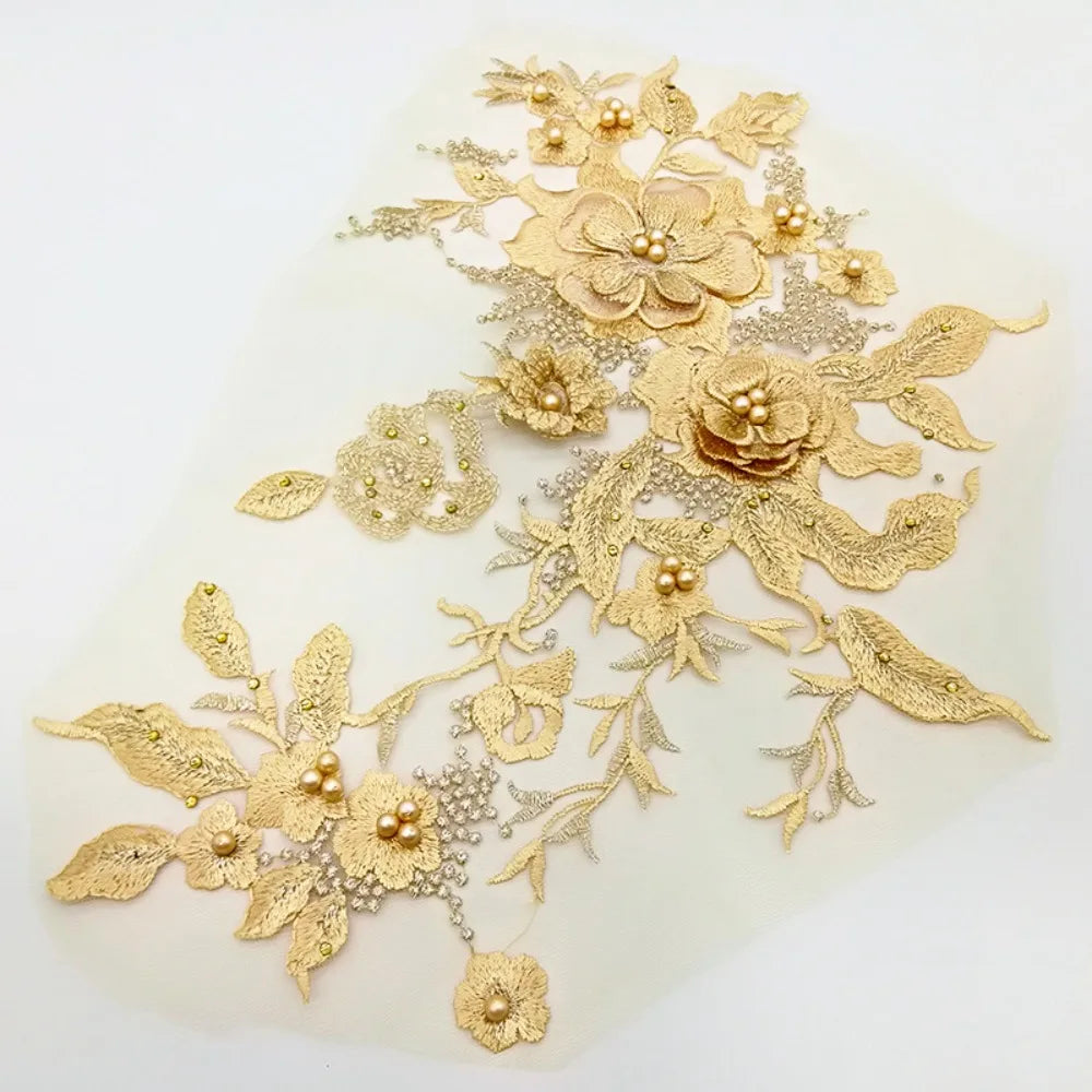 3D Sequined Floral Embroidery Patch – DIY Appliqué 33×26cm