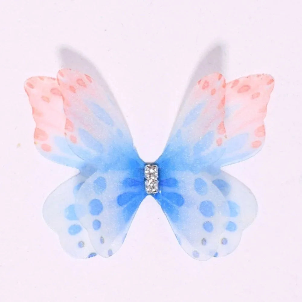 50-Pack 3D Organza Butterfly Appliques – Rhinestone Chiffon Patches