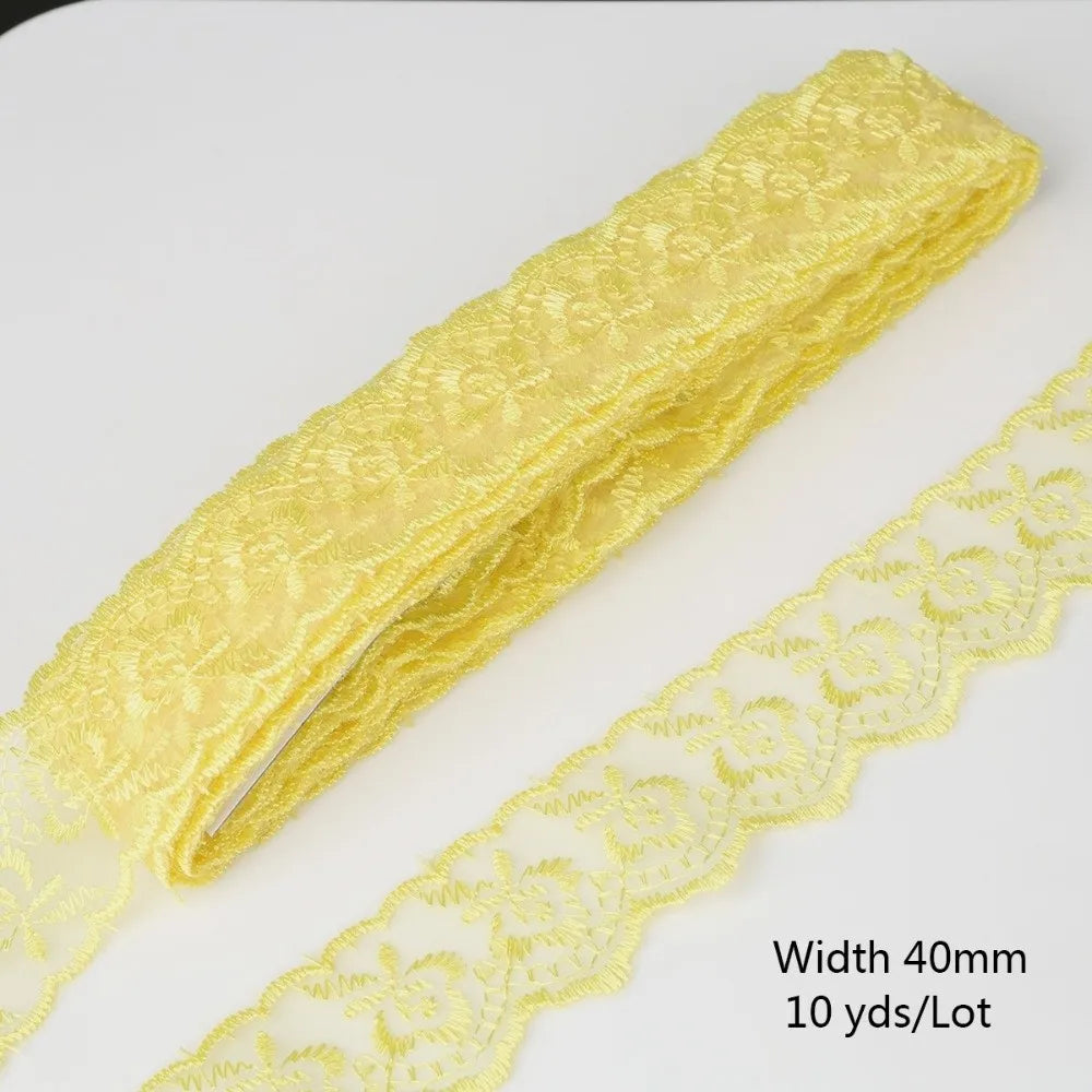 10 Yards Floral Embroidery Lace Trim – Hollow Polyester 40mm