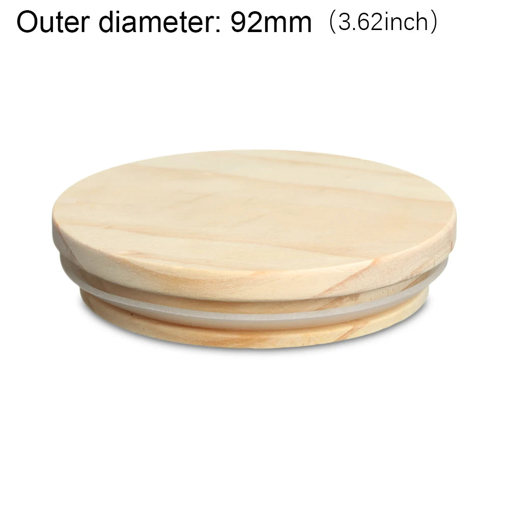 Wood Wide Mouth Mason Jar Lids with Silicone Ring – 7 Sizes