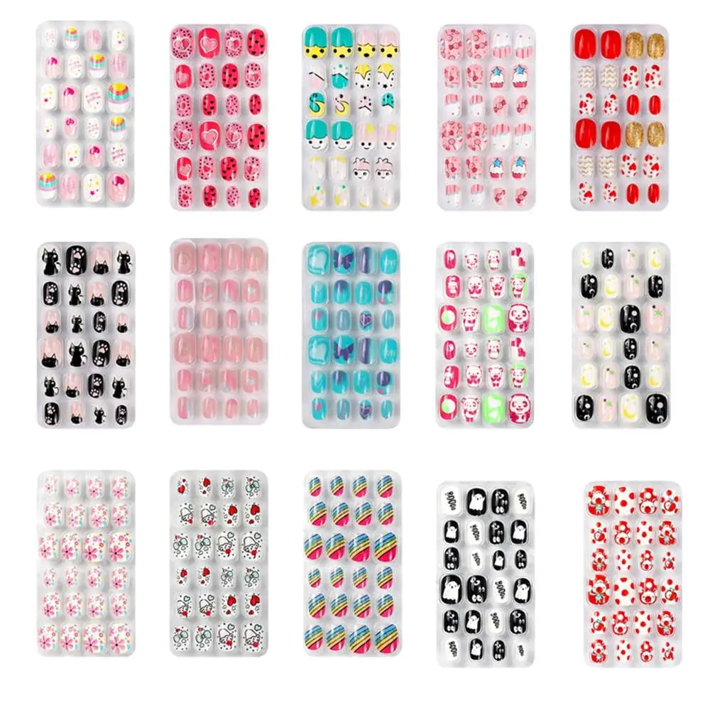 24-Pc Cartoon Y2K Press-On False Nails | Short Square Full Cover