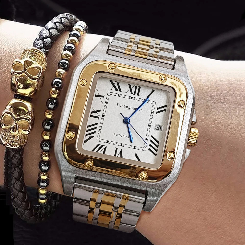 Square Skeleton Automatic Men's Watch | LUOLINGONGJUE Tank