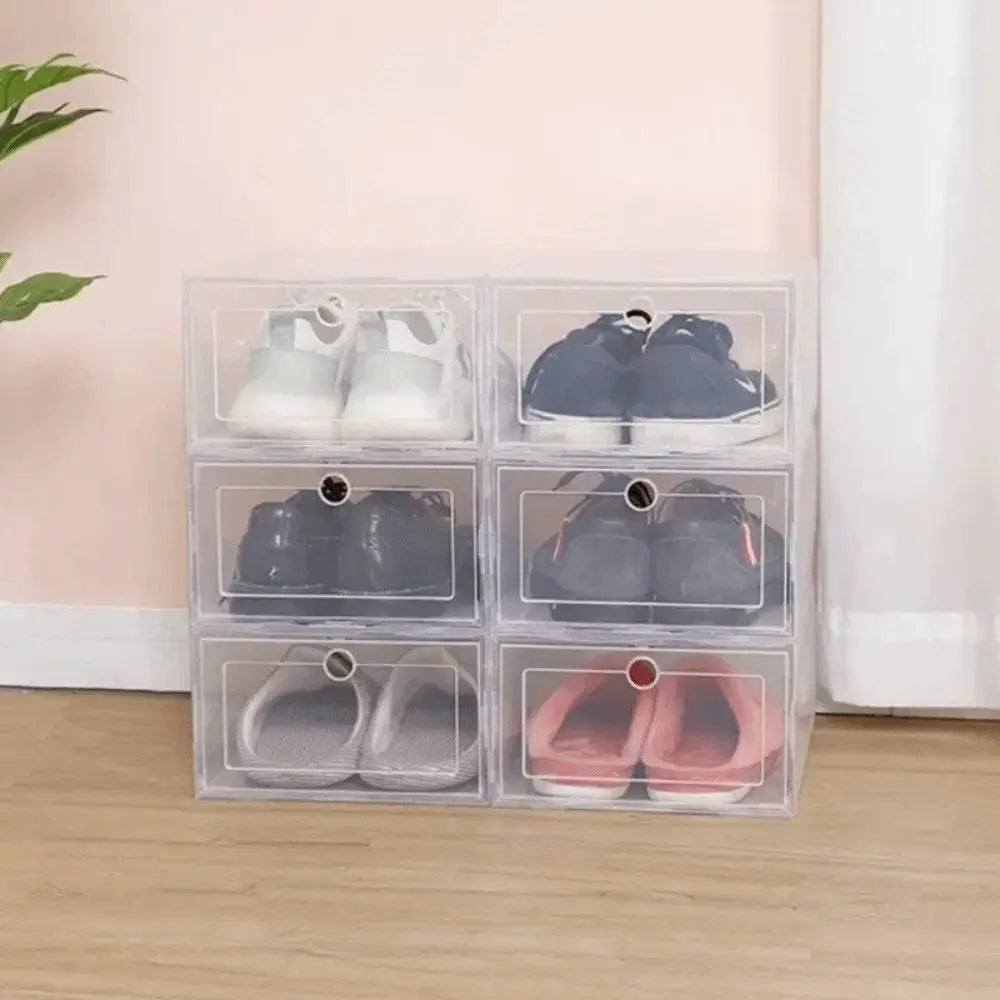 Stackable Transparent Shoe Boxes – Dustproof Plastic Organizer