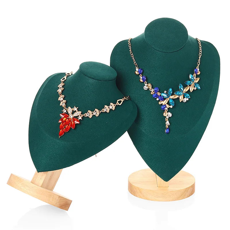 Velvet Bust Necklace Display Stand – Heart-Shaped Jewelry Organizer