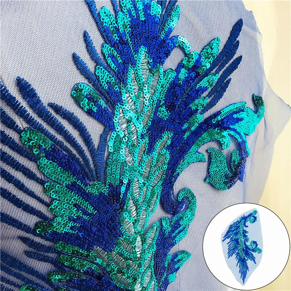 Sequin Phoenix Feather Embroidery Patch – DIY Sew-On Appliqué