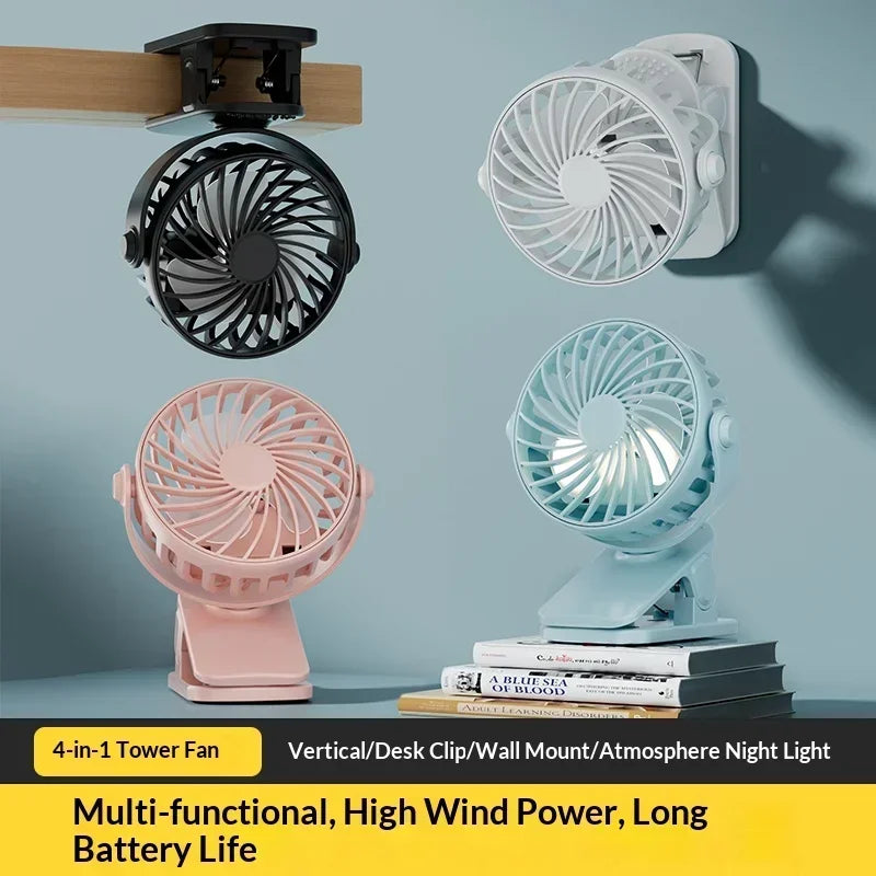 SAMMY 720° Rotatable USB Clip Fan – Rechargeable 3-Speed