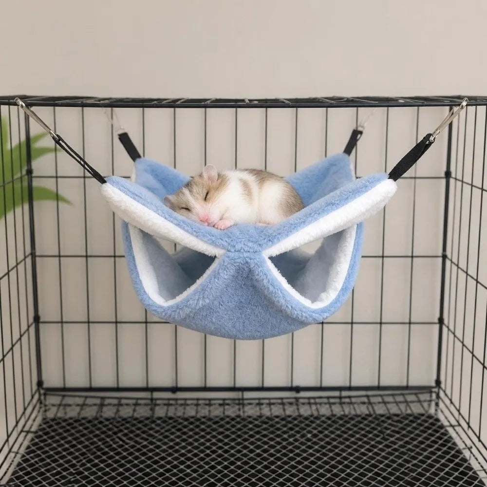Hanging Pet Hammock – Double-Layer Fleece Bed for Ferrets & Small Pets