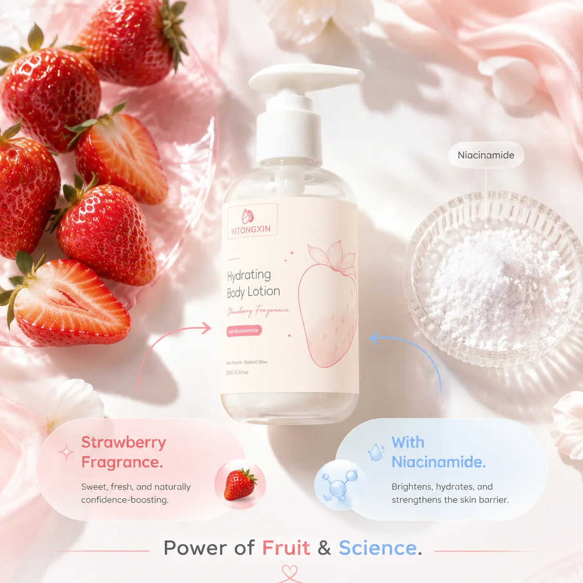 Strawberry Niacinamide Body Lotion – Hydrating Moisturizing Cream