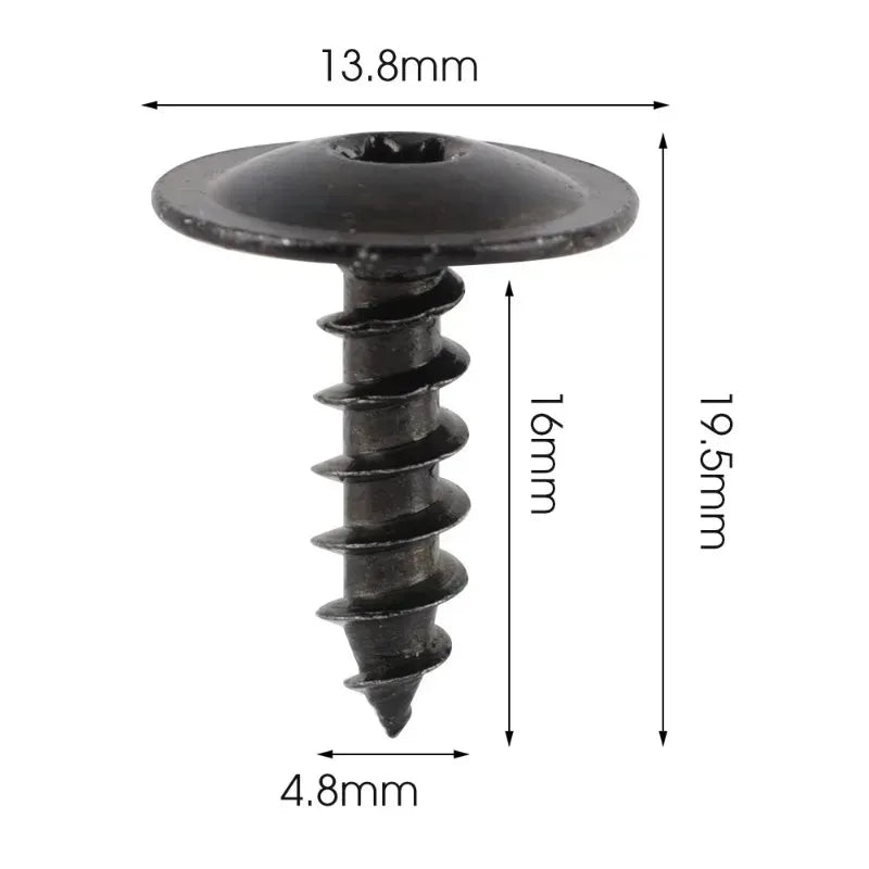 VW Self-Tapping Fastener Clips – Steel Screws 10/100 Pack