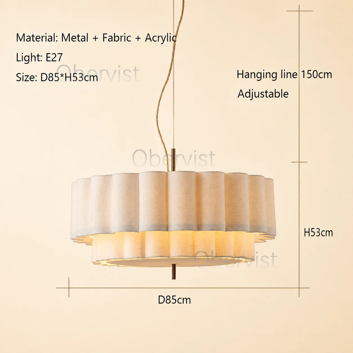 Wabi Sabi Fabric Pendant Light | Nordic Minimalist Ceiling Lamp