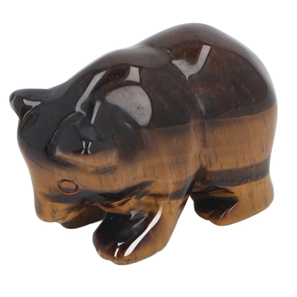 Tiger Eye Crystal Bear Figurine – Hand-Carved Stone Statue 1.5in