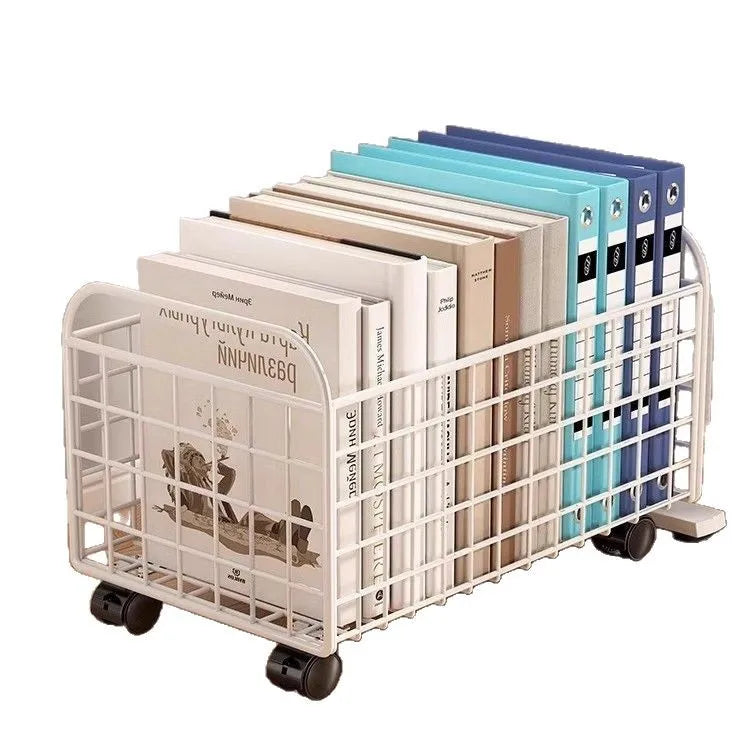 Under Desk Book Organizer – 360° Rotatable Metal Storage Box
