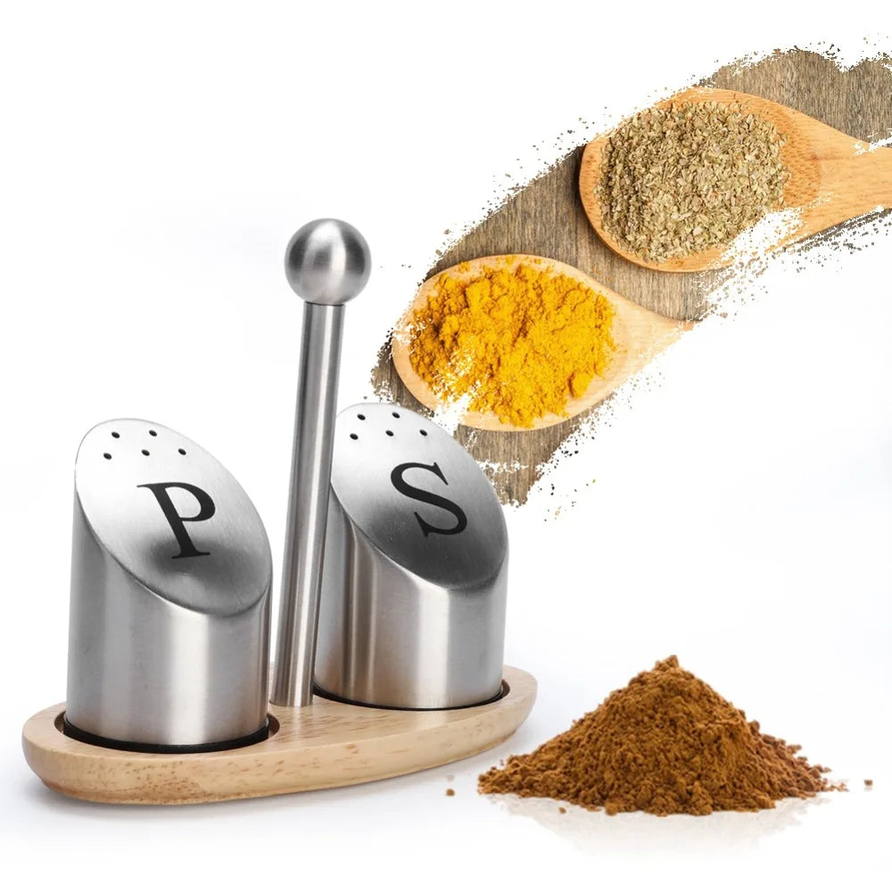 Stainless Steel Spice Jar Set 80ml – 2 Bottles & Holder