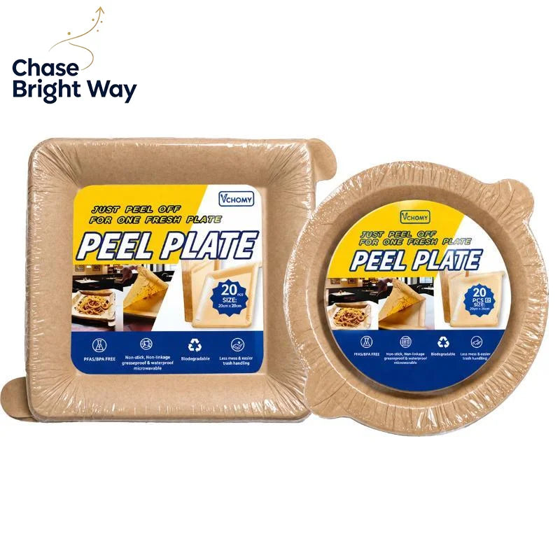 Disposable Kraft Paper Plates 20-Pack | BPA-Free, Oil & Water Resistant