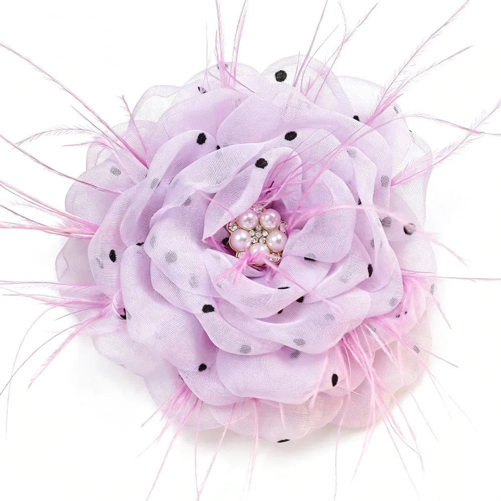 Polka Dot Organza Camellia Flower Appliqué – Pearl DIY Craft
