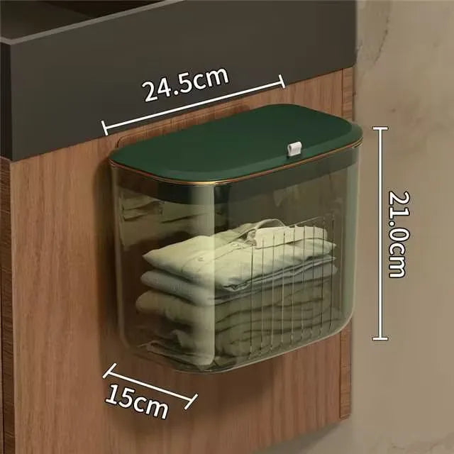 Wall-Mounted Laundry Hamper with Lid | No-Drill Hanging Basket