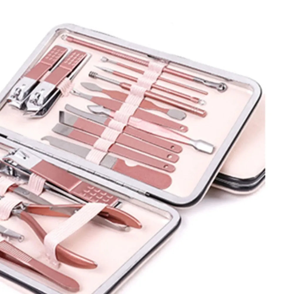 18-Pc Rose Gold Stainless Steel Nail Clipper & Grooming Kit