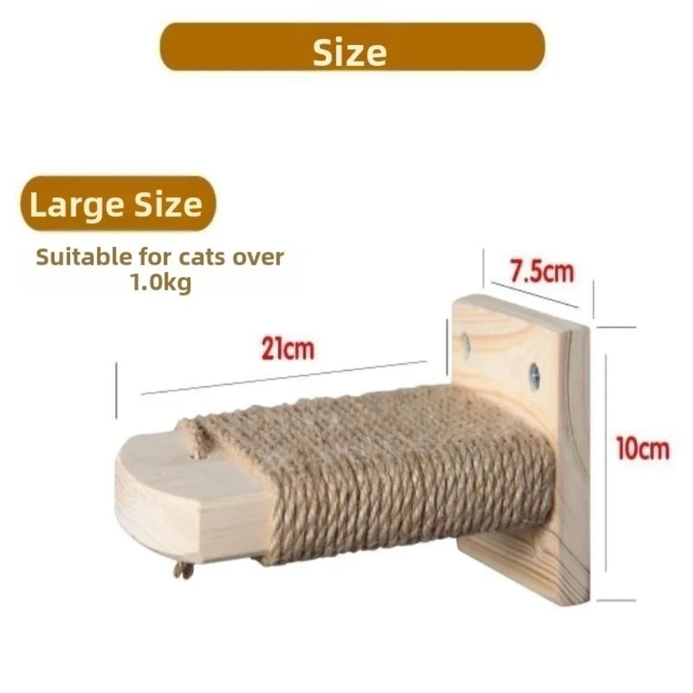 Wall-Mounted Cat Climbing Shelves – Sisal Wood Scratcher