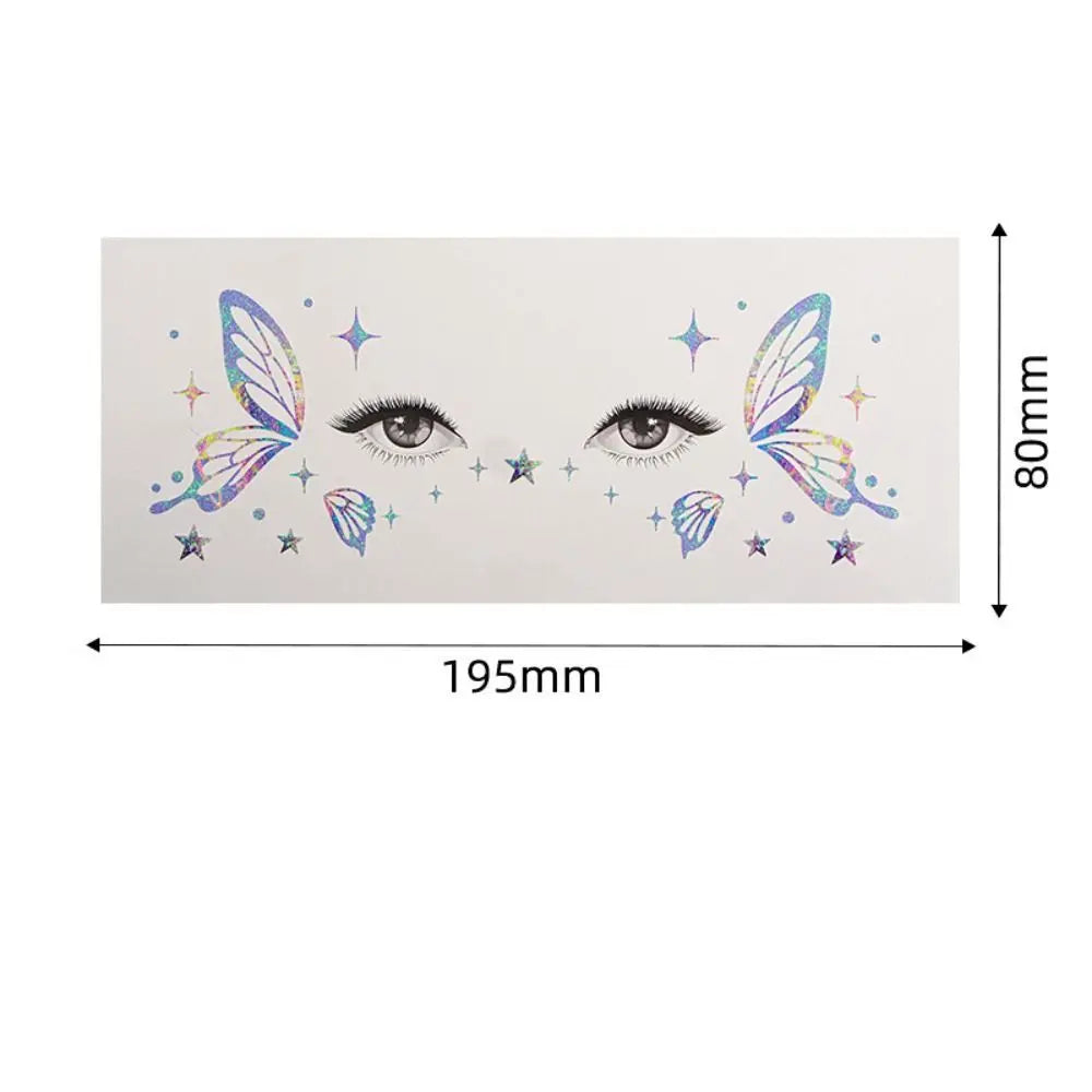 5-Pack Butterfly Face Glitter Temporary Tattoo Stickers
