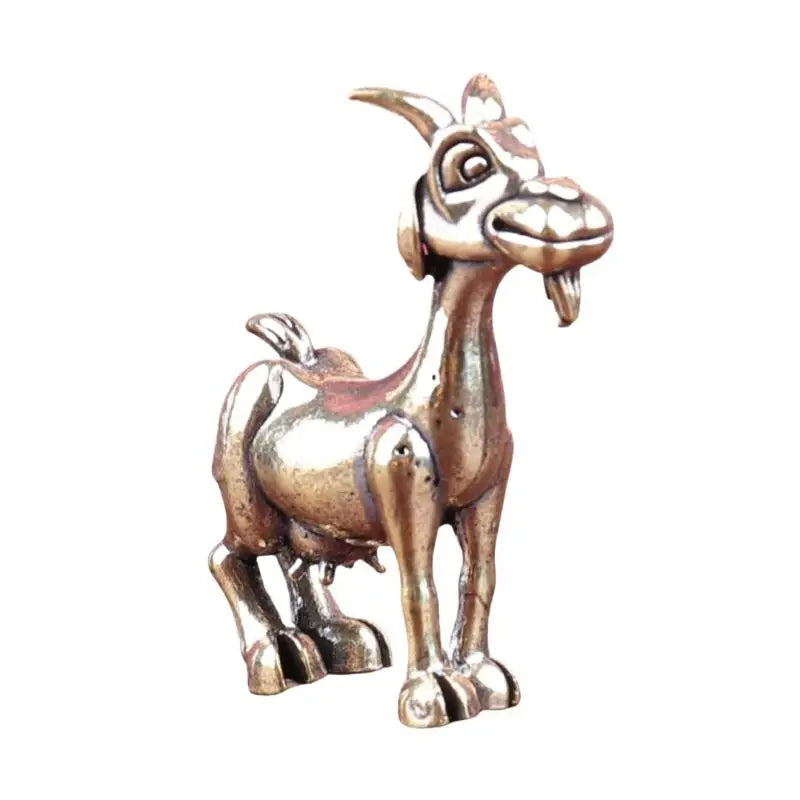 Vintage Solid Brass Goat Statue – Retro Feng Shui Figurine