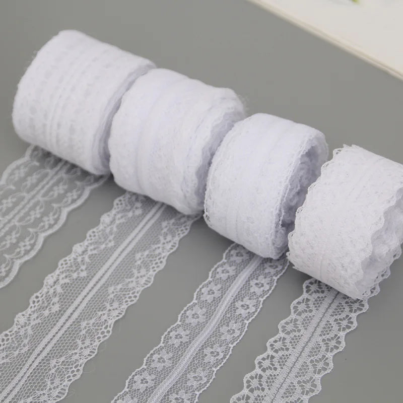 White Lace Ribbon 10m Roll – Hollow Flower Trim 3–4.5cm