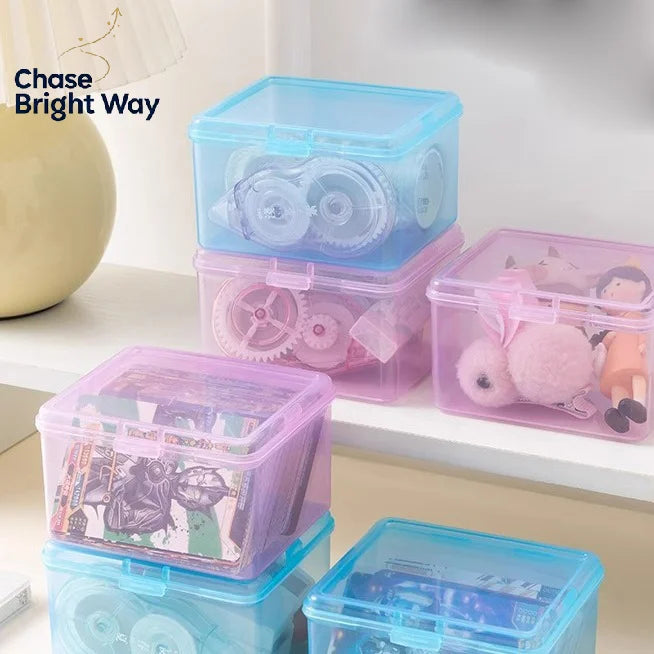 Transparent Plastic Photocard Storage Box & Desk Organizer