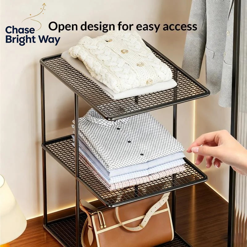Stackable Metal Mesh Shelf – 2 & 3 Tier Closet Organizer