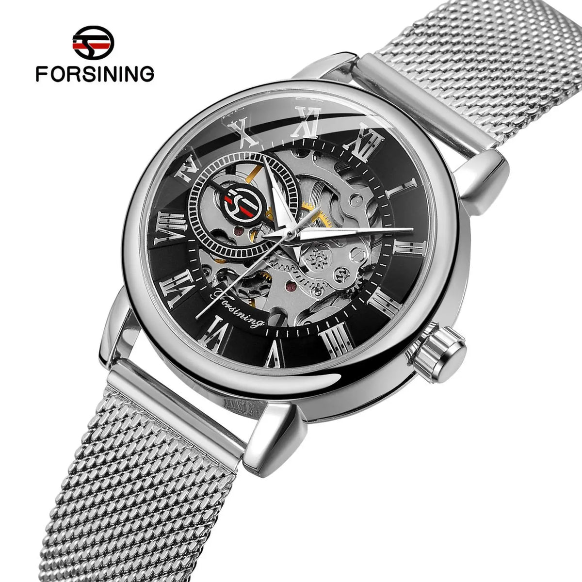 Women's Rose Gold Mechanical Watch – Mesh Band & Roman Dial