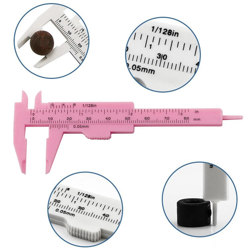 Rose Pink Sliding Caliper Ruler – Tattoo & PMU Measuring Tool
